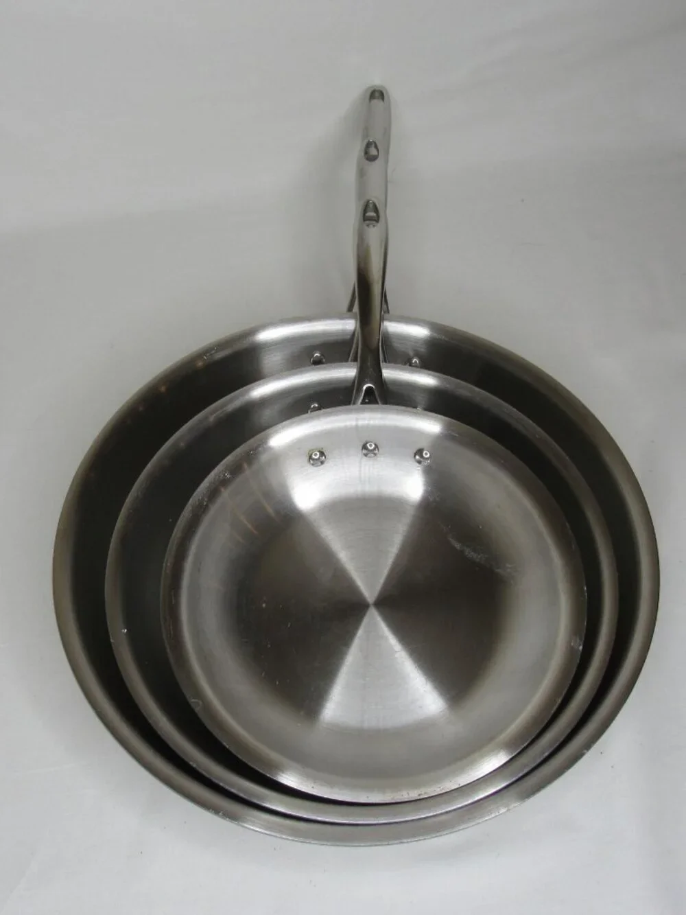 3 Calphalon Stainless Steel Fry Pan Set  8